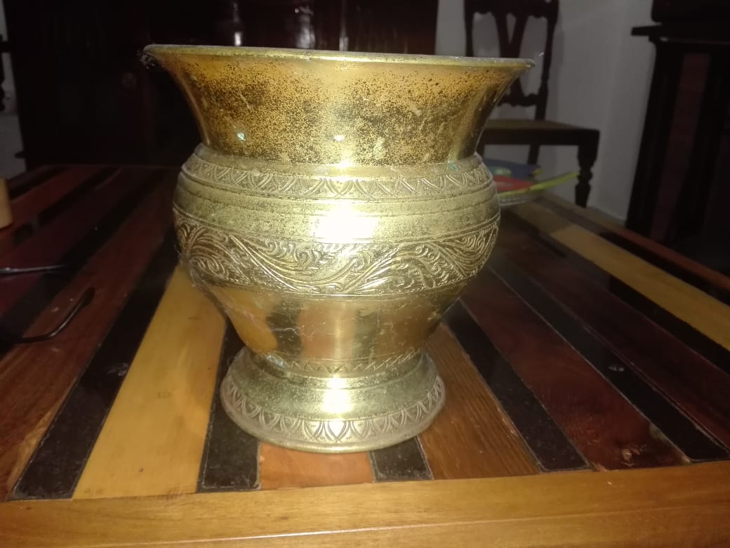 Engraved Brass Pot